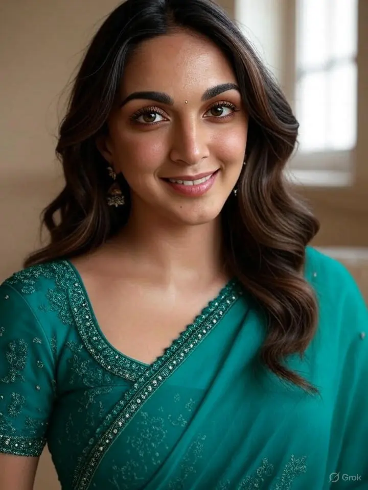 Kiara advani कि टील ग्रीन साड़ी